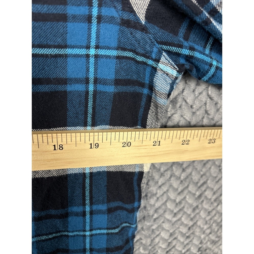 American Eagle Shirt Mens M Blue Plaid Flannel Button Up Prep Fit Lumberjack - Picture 5 of 7